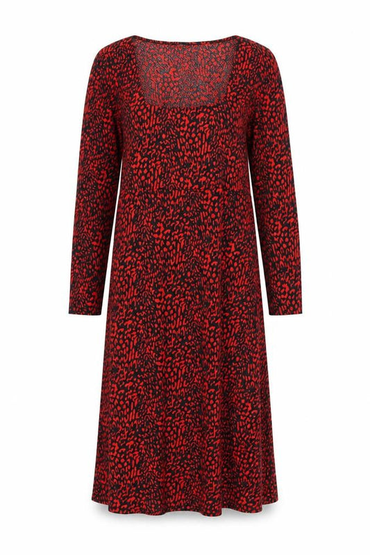 F&F Women's Red Animal Print Long Sleeve Dress