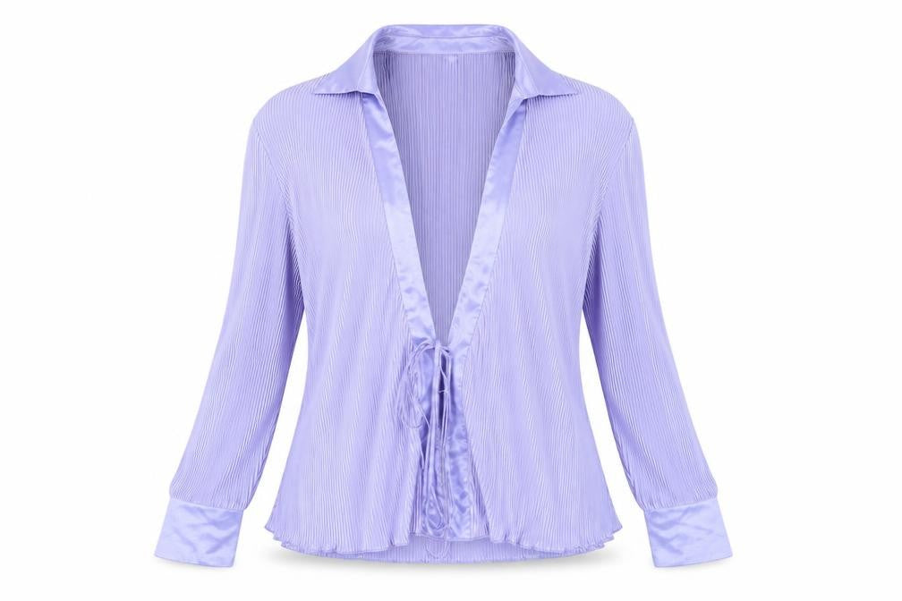 boohoo Women's Purple Collared Open Front Long Sleeve Top - Size 16