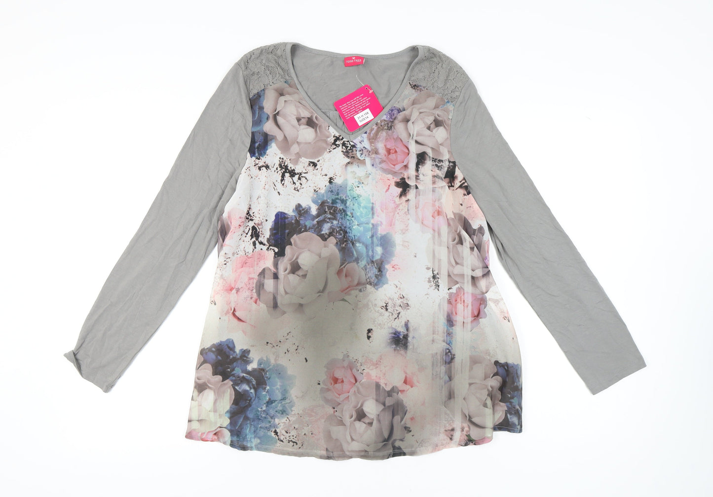 Together Women Multicoloured Tunic Size 14 V-Neck
