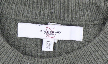 Close-up detail of River Island Women’s Green XS jumper