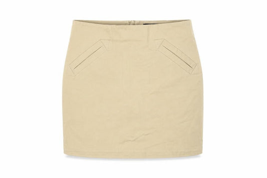 Front view of H&M Women's Beige Pencil Skirt, size 10, Casual, Mid Rise