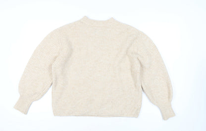 Back view of ASOS DESIGN Women's Beige Mock Neck jumper, size 8