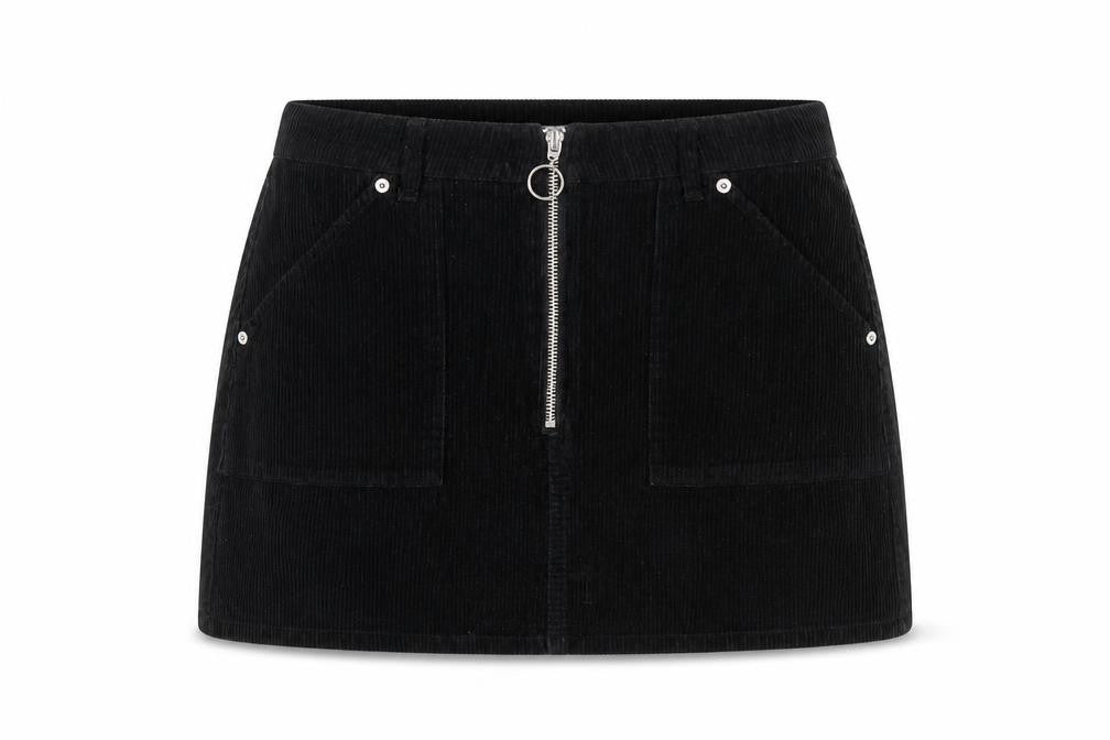 Topshop Women's Black Corduroy Mini Skirt Size 10