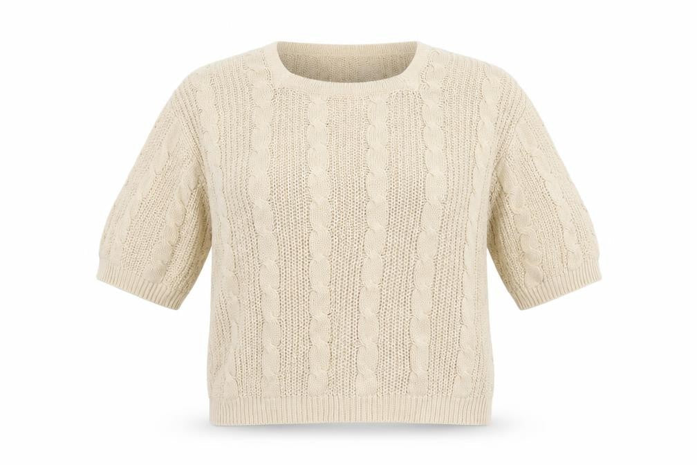 Falmer Women's Beige Medium Cable-Knit Jumper