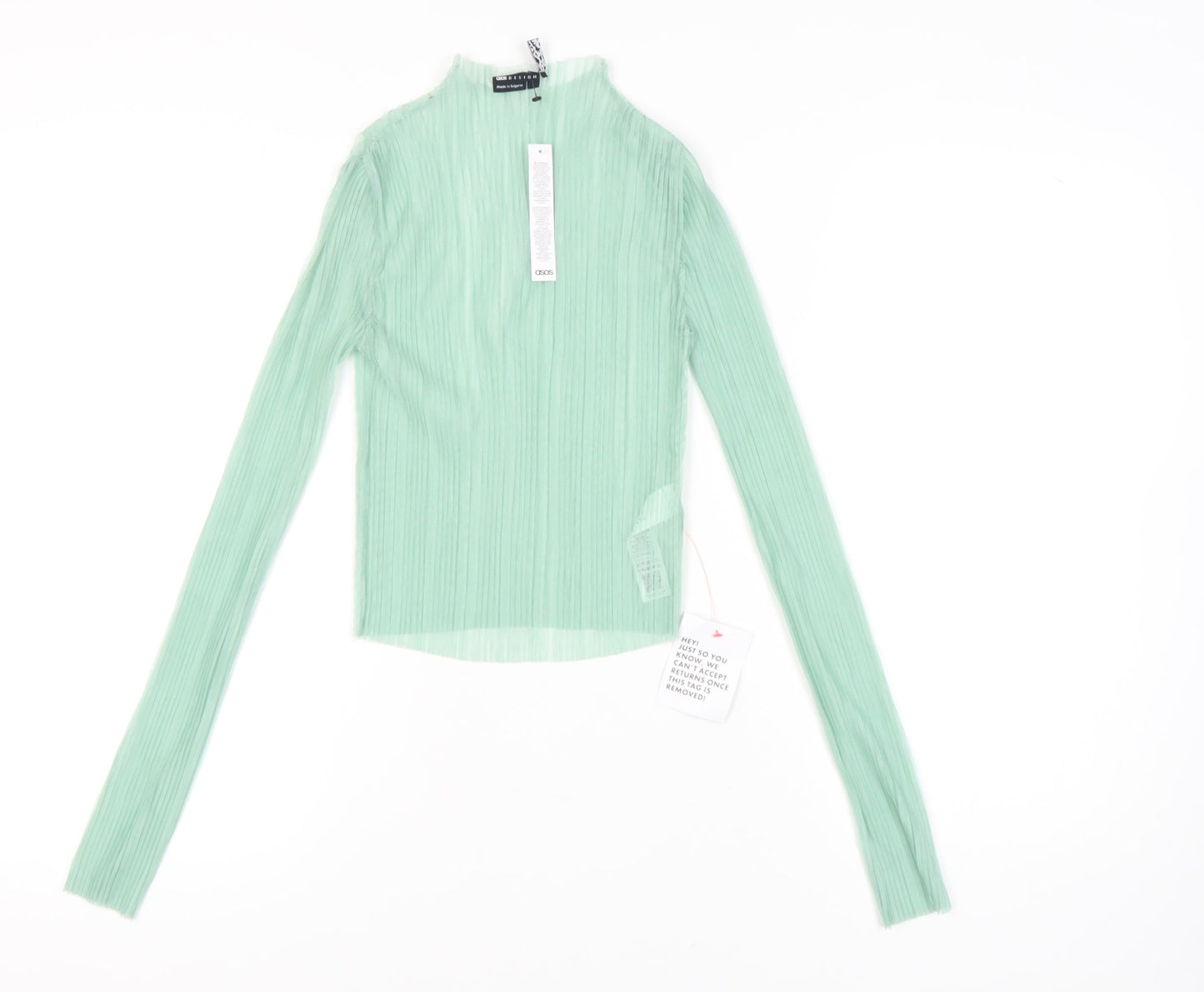 ASOS DESIGN Women Green Blouse Size 8 Long Sleeve Basic