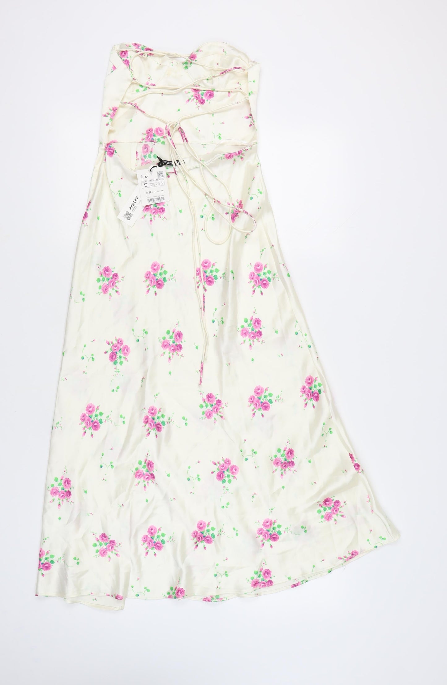 Zara Women Ivory Floral Slip Dress S Spring Wedding