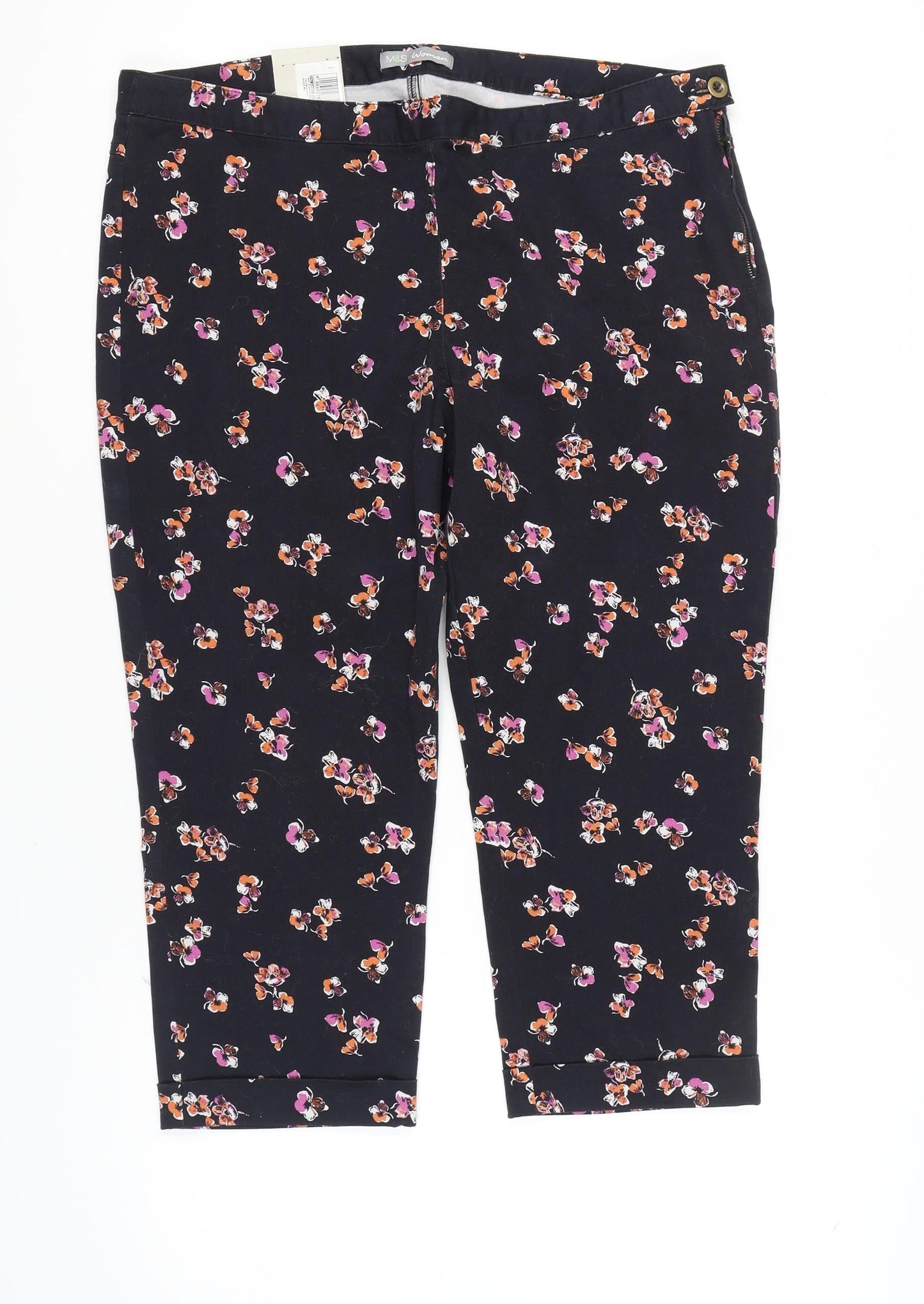 Marks and Spencer Women's Black Floral Capri Trousers