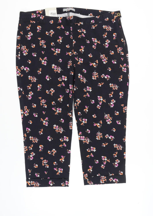 Marks and Spencer Women's Black Floral Capri Trousers
