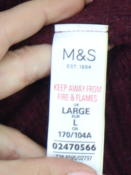 Marks and Spencer Women's Red Cable-Knit Pullover L