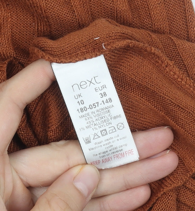 Next Women's Brown Knit Top Size 10 Long Sleeve