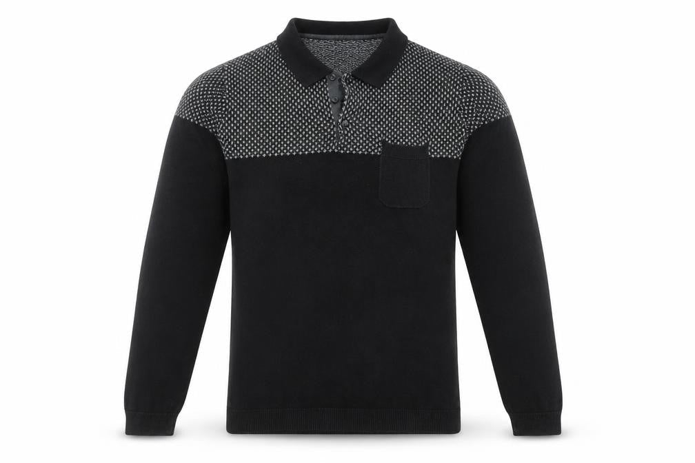 Next Men's Black Pullover Jumper, Medium Size, Collared Neckline