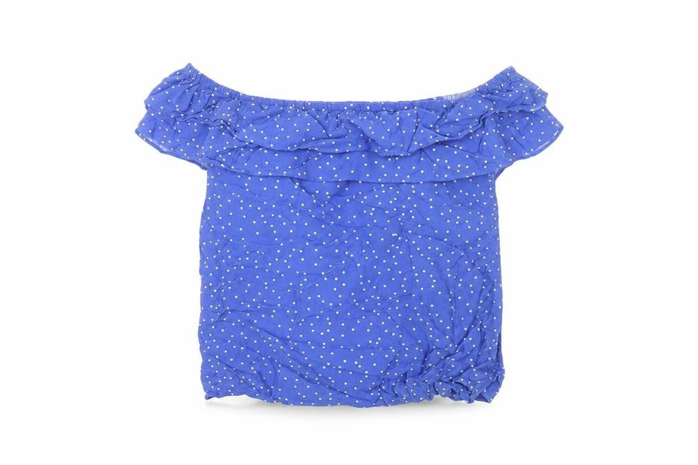 Oasis Women's Blue Polka Dot Off Shoulder Top Size 10