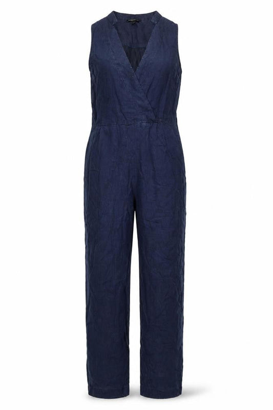 Front view of Banana Republic Women's Blue Sleeveless Jumpsuit, size 14