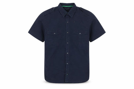 Men's Blue Short Sleeve Button-Up Shirt