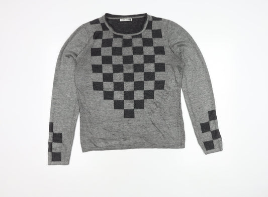 VIZ-A-VIZ Women's Grey Geometric Jumper 12