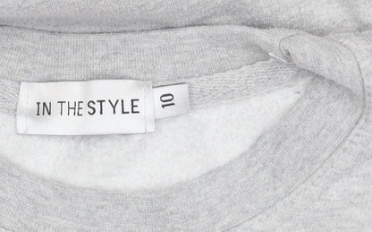 Brand and care label for In The Style Women's Grey, size 10, Pullover Sweatshirt