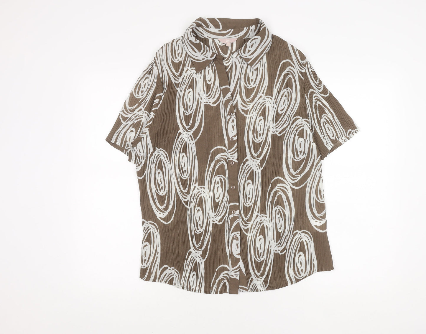 Soon Women's Brown Geometric Button-Up Shirt Size 20