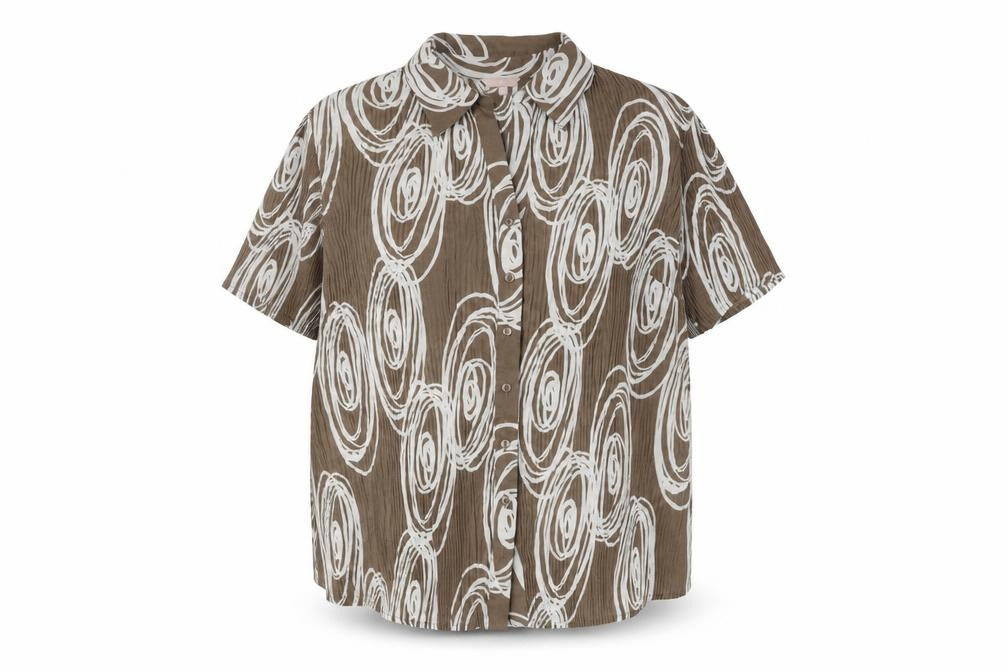 Soon Women's Brown Geometric Button-Up Shirt Size 20