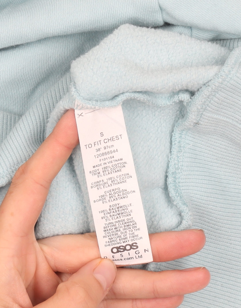 ASOS DESIGN Unisex Blue Pullover Sweatshirt S
