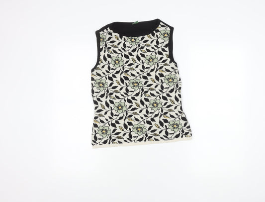 Geiger Women's Black Sleeveless Floral Top Size 12