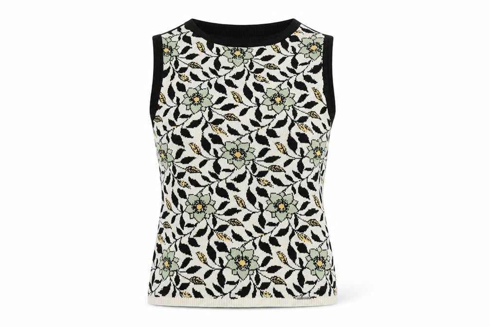 Geiger Women's Black Sleeveless Floral Top Size 12