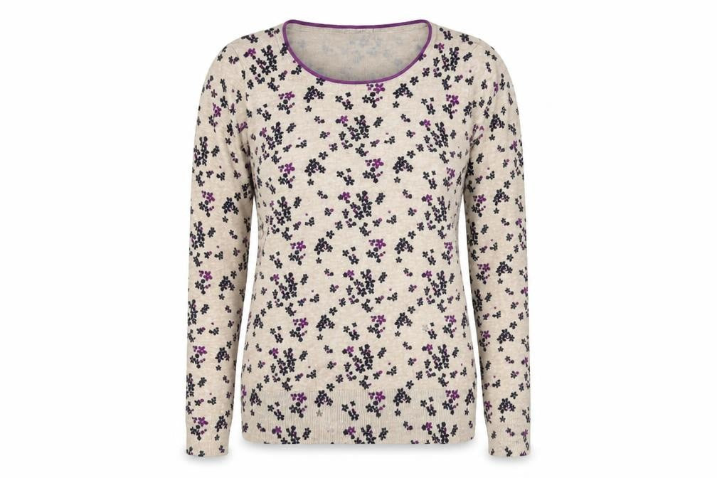 M&Co Women's Beige Floral Pullover Jumper Size 12