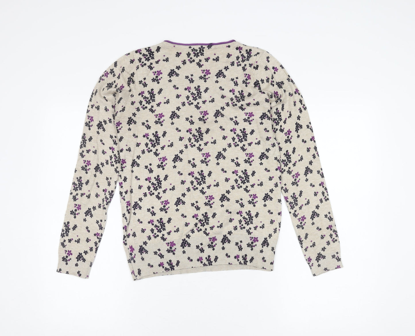 M&Co Women's Beige Floral Pullover Jumper Size 12