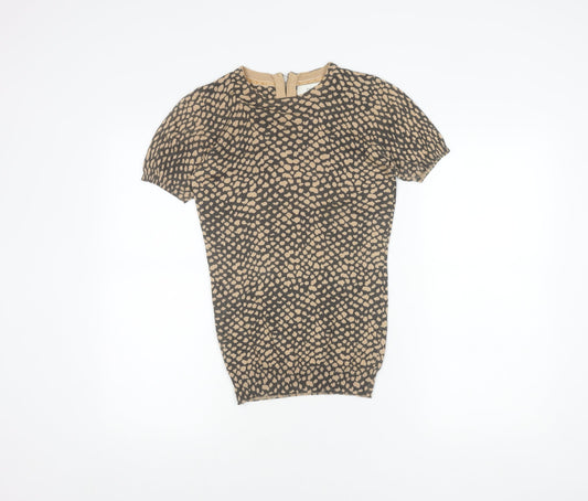 Next Women's Beige Short Sleeve Top UK 6 Cotton Blend