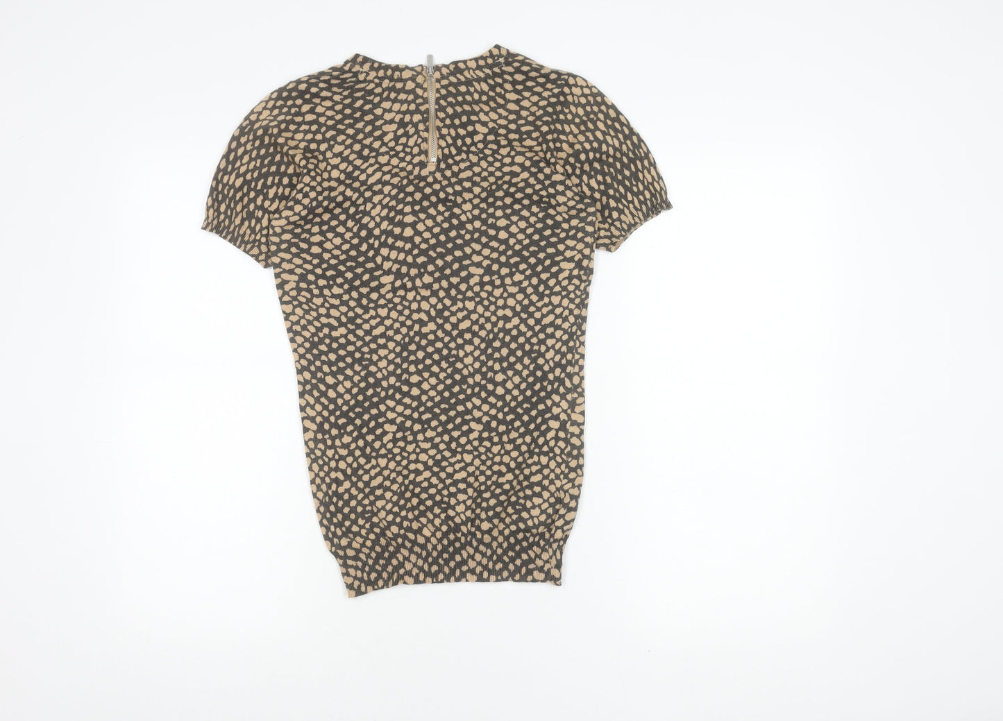 Next Women's Beige Short Sleeve Top UK 6 Cotton Blend