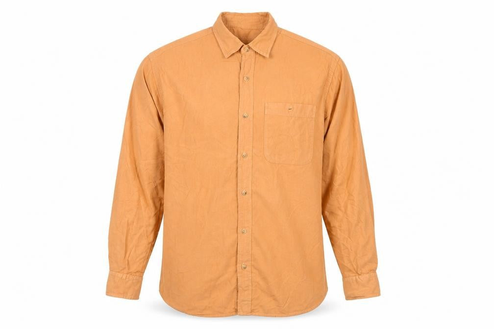 Hawkshead Men's Beige Long Sleeve Cotton Shirt