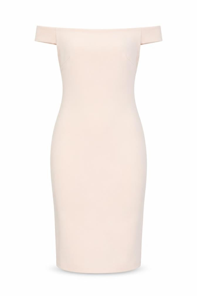 Goddess London Beige Bodycon Dress, Women's Off Shoulder Size 10