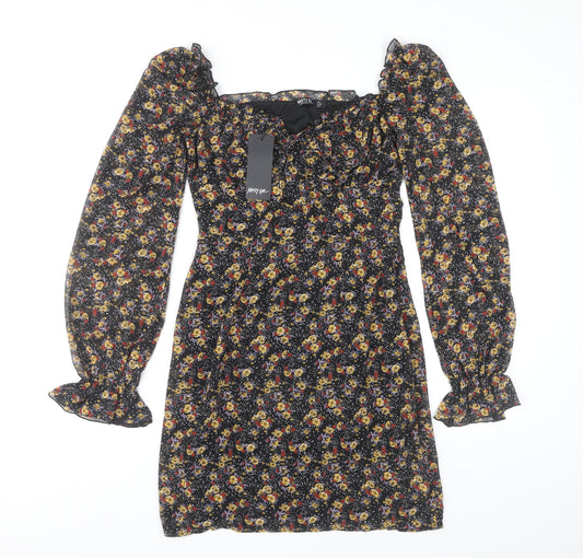 Nasty Gal Women's Floral A-Line Short Dress 8 Multicoloured