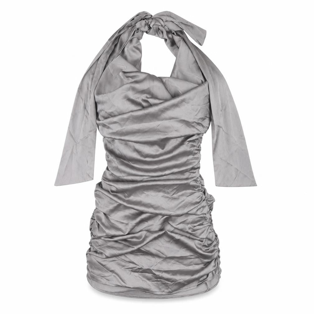 PRETTYLITTLETHING Women's Grey Halter Bodycon Dress Size 8