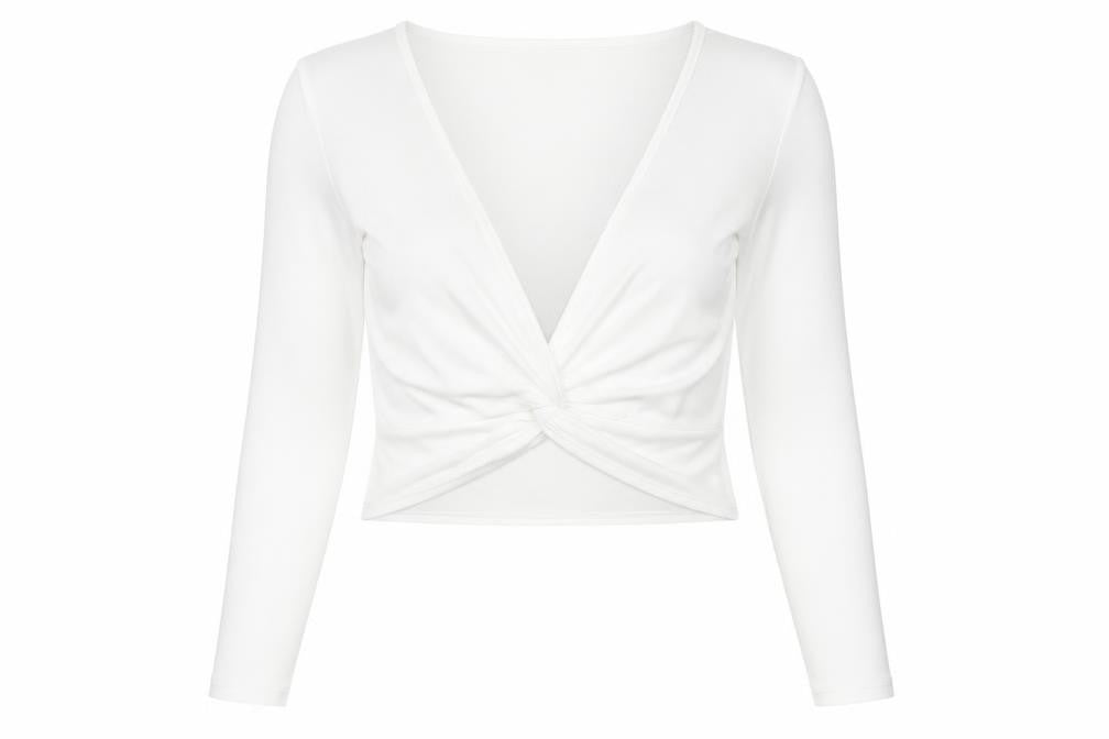 PRETTYLITTLETHING Women's White Wrap Long Sleeve Top Size 8