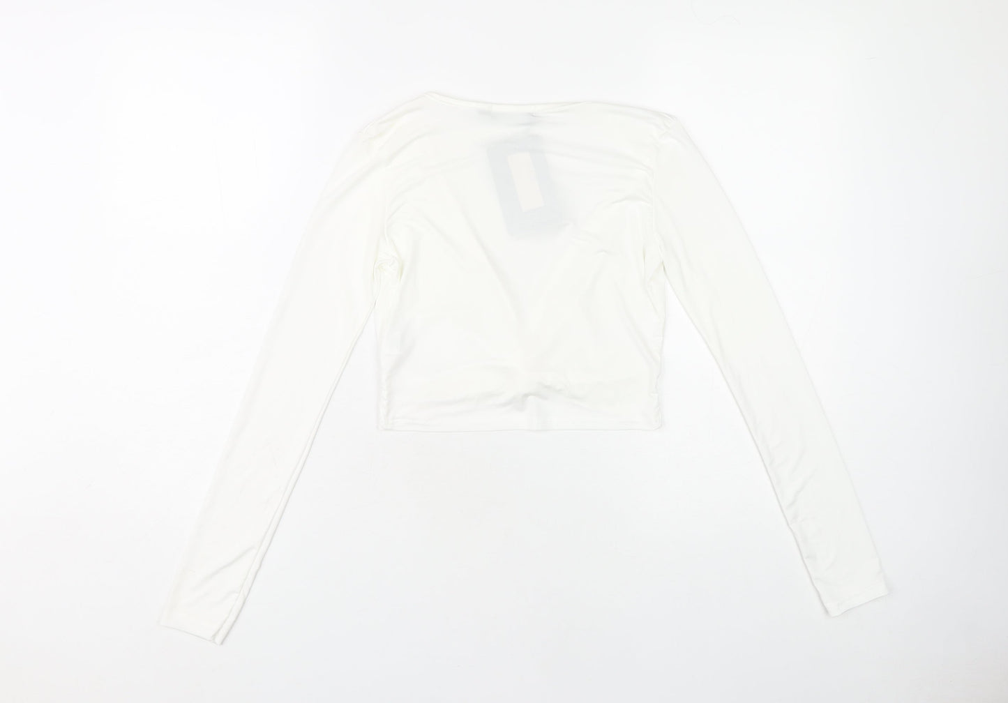 PrettyLittleThing Women's White Wrap Long Sleeve Top Size 8