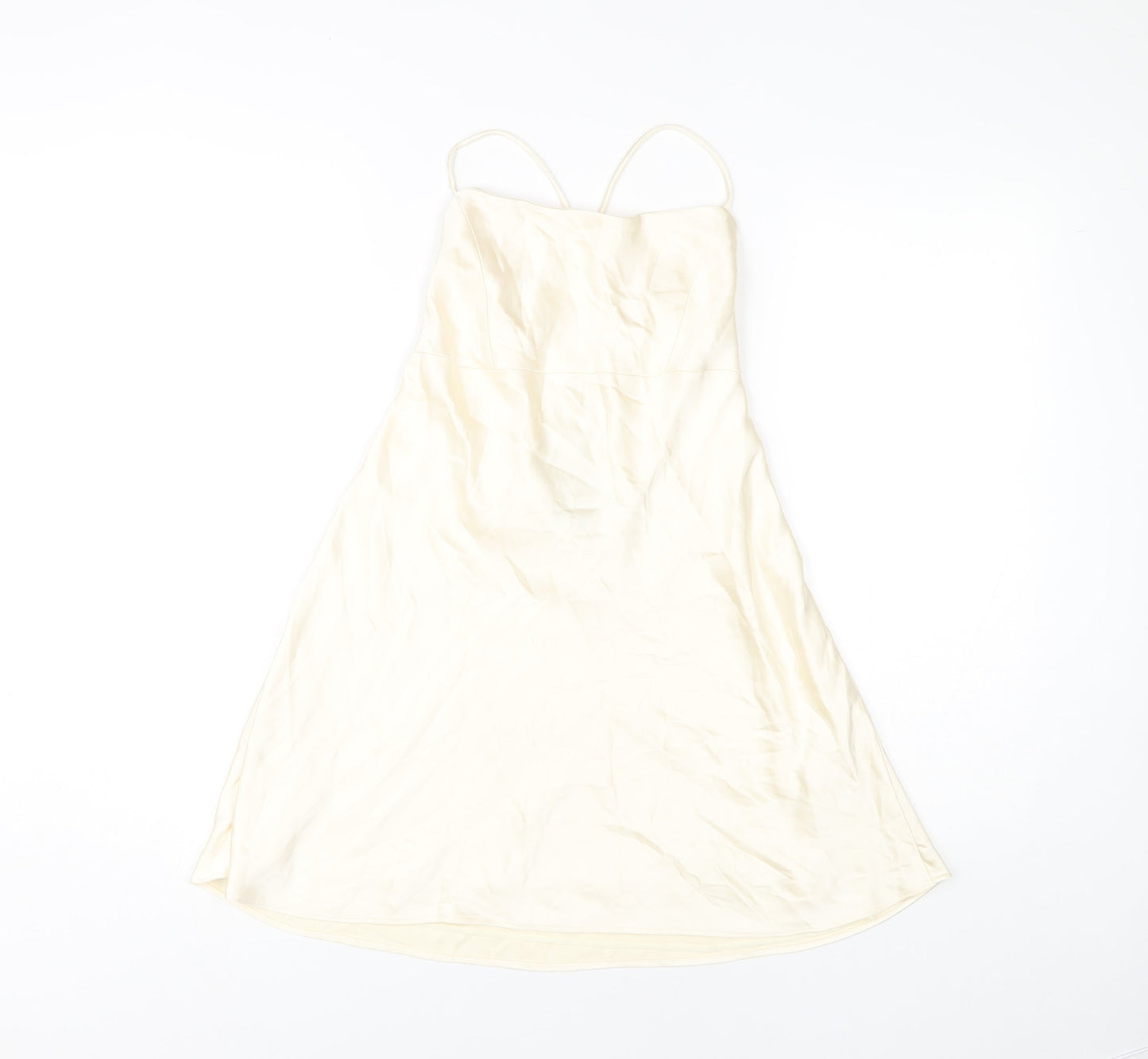 Zara Women's Ivory Slip Dress Size 12 Sleeveless