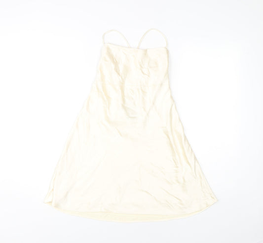 Zara Women's Ivory Slip Dress Size 12 Sleeveless