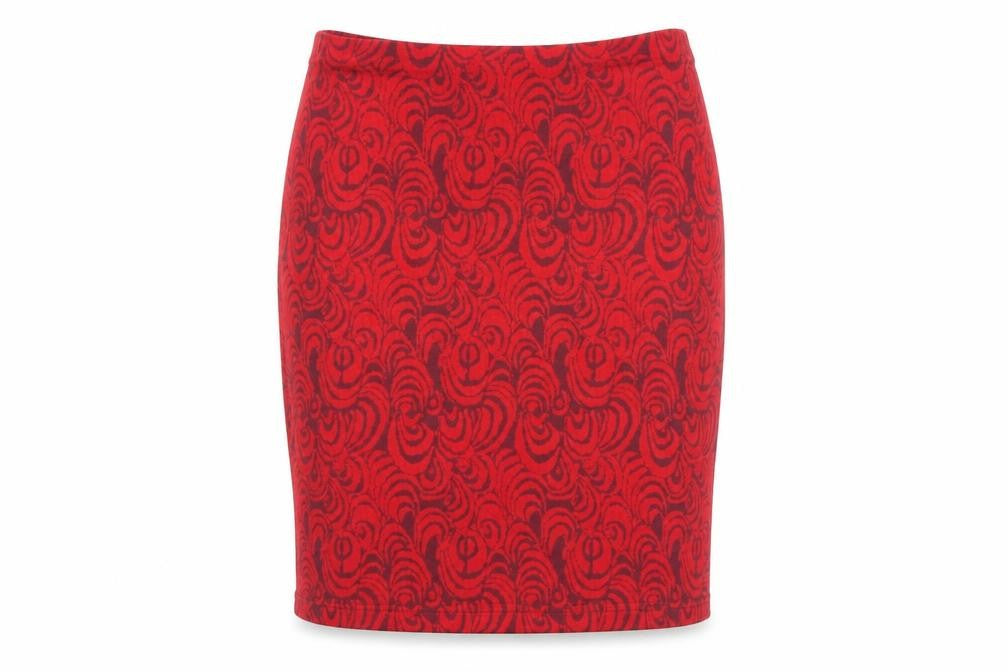 Adini Women's Red Geometric Pencil Skirt Size S