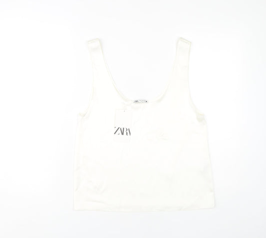 Zara Women's White Tank Top Size 8 Casual Sleeveless