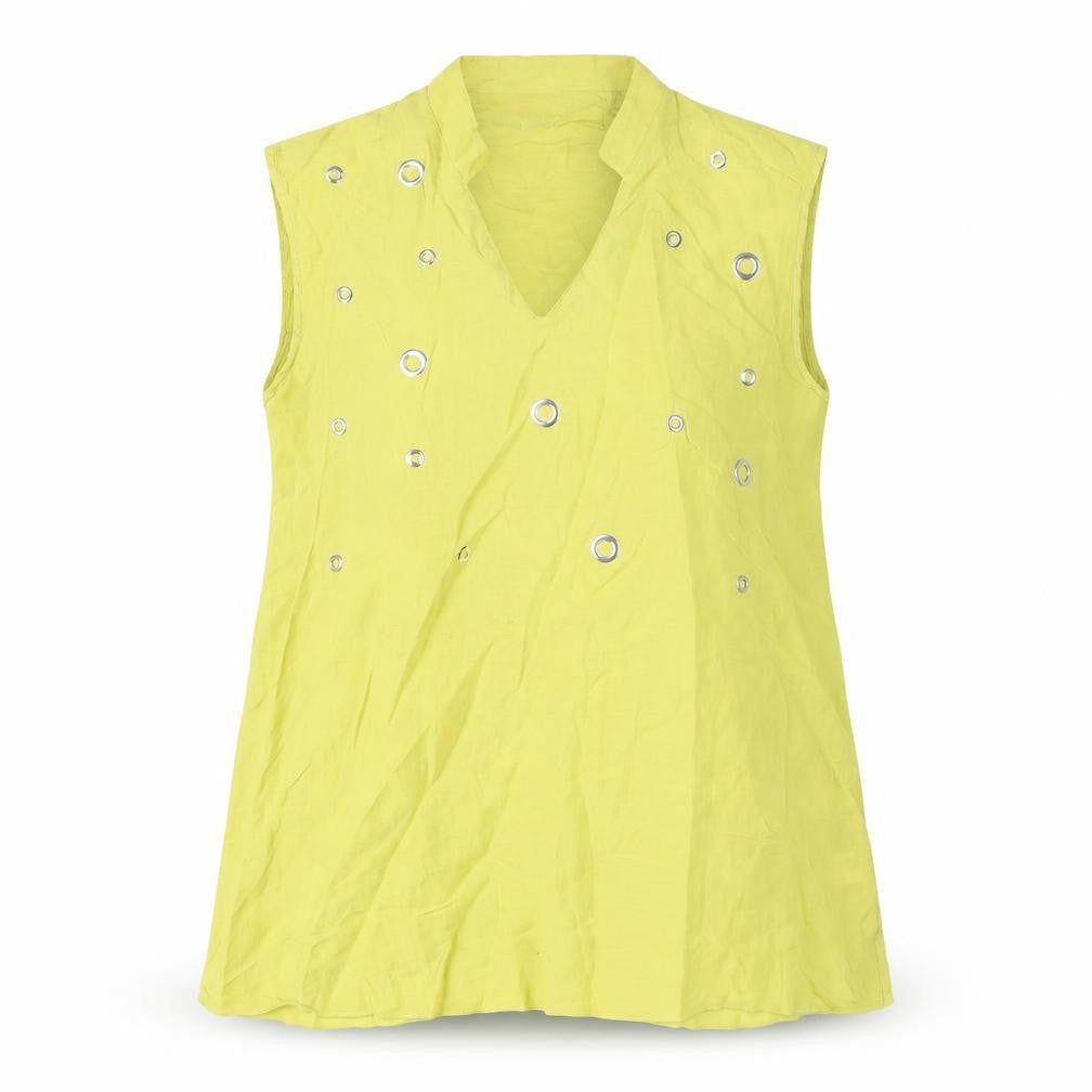 Peruzzi Women’s Green Sleeveless V-Neck Blouse, Size 14