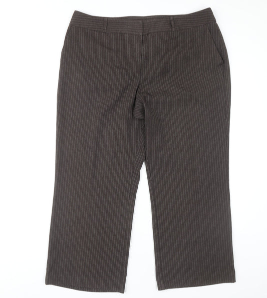 BHS Women's Brown Pinstripe Trousers Size 18 Petites