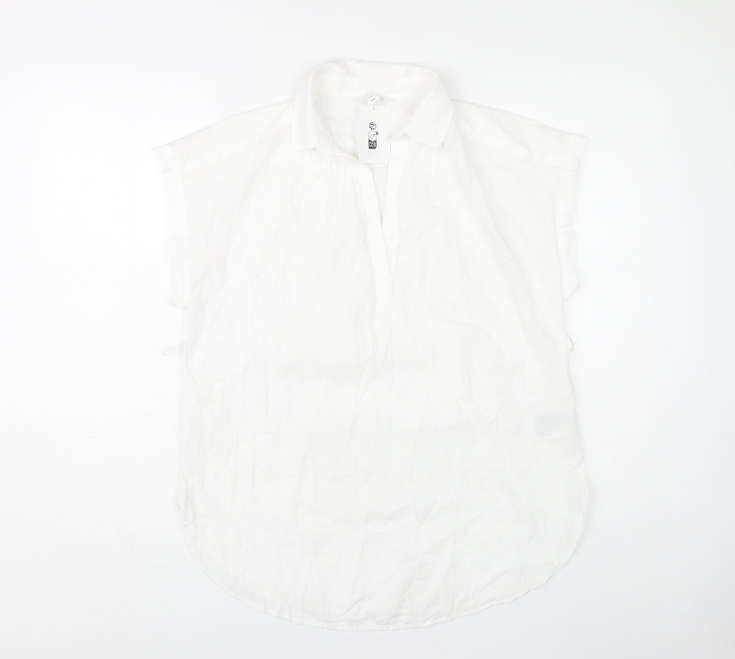 H&M Women's White Sleeveless Blouse - Size 6