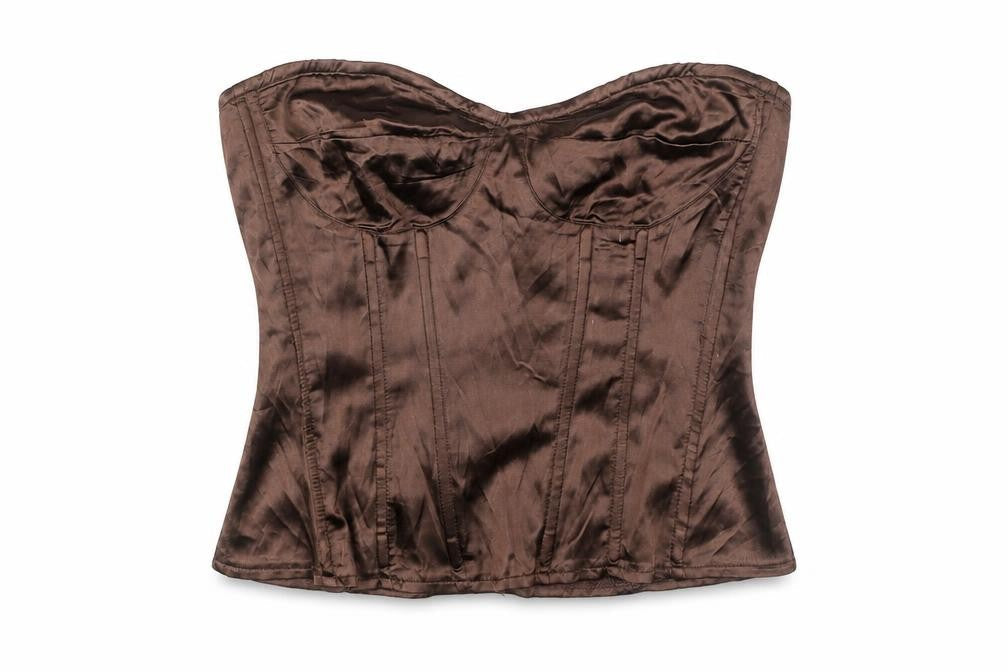 PRETTYLITTLETHING Brown Sleeveless Corset-Style Camisole Size 12 Sweetheart