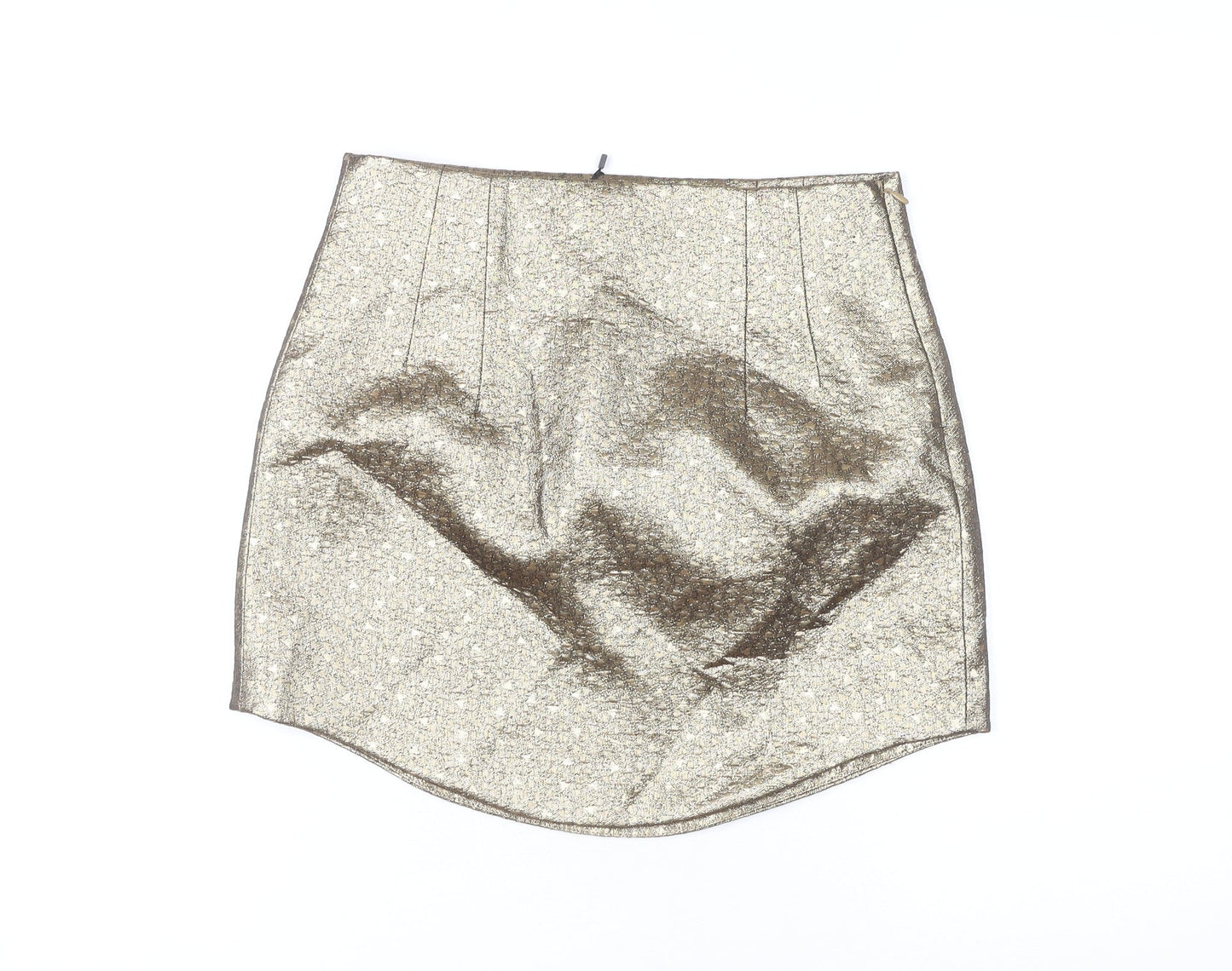 Zara Women's Gold Short Pencil Skirt Size 8 New