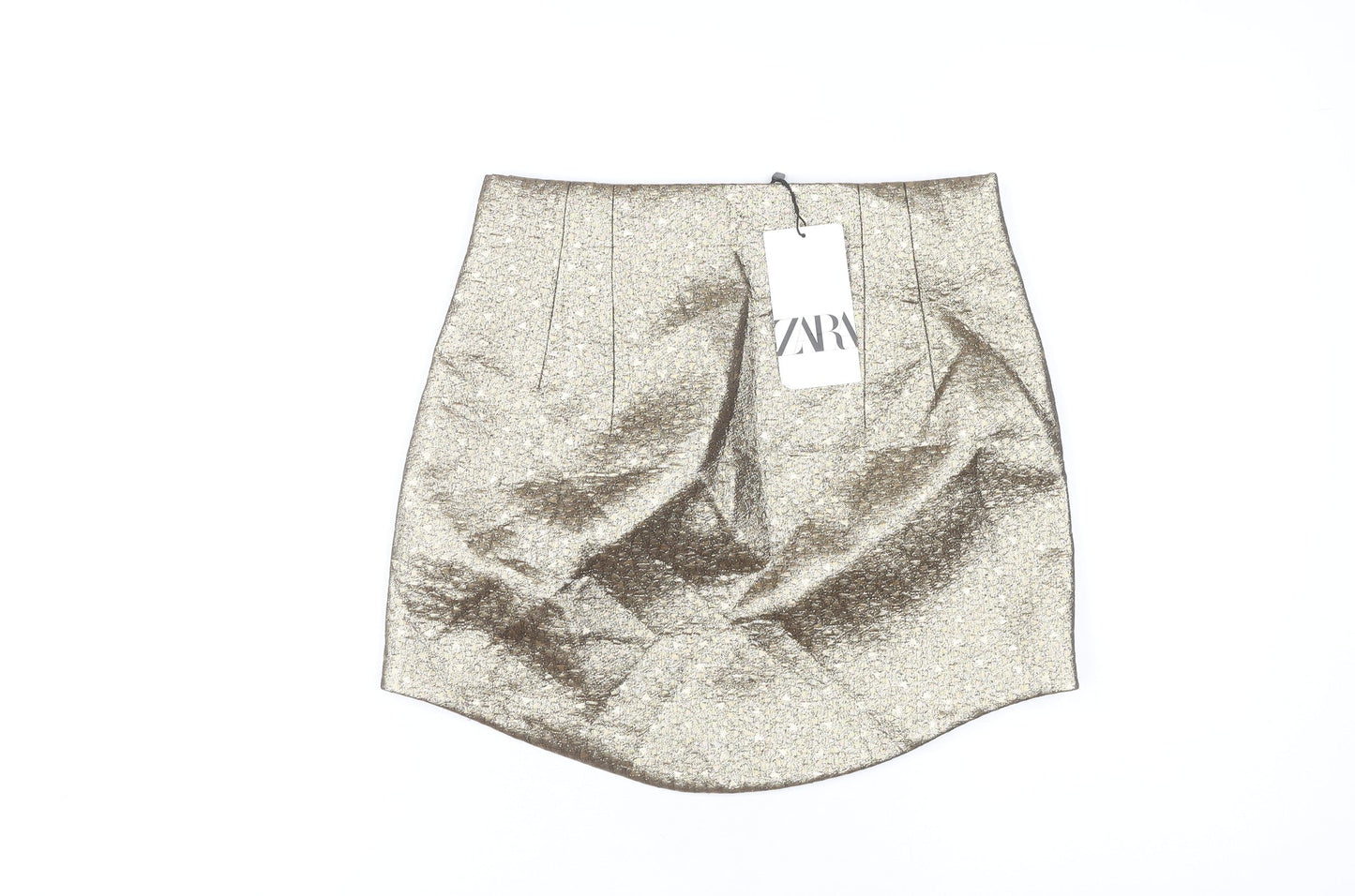 Zara Women's Gold Short Pencil Skirt Size 8 New