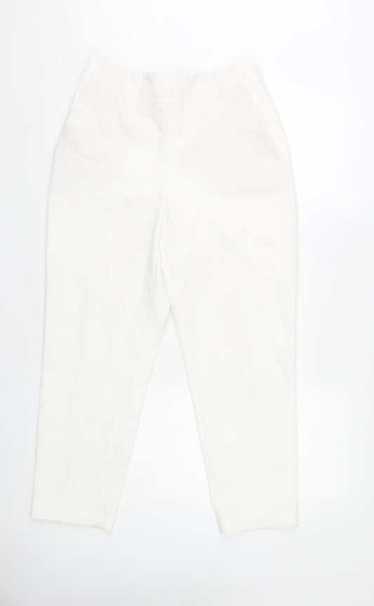 Zara Women's White Trousers M Elastic Waist