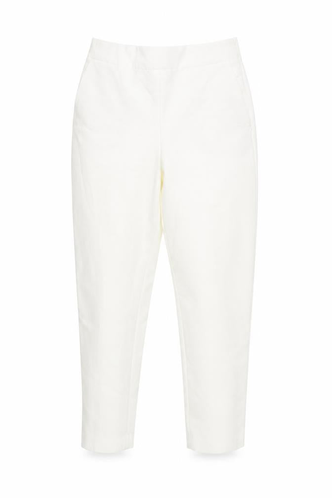 Zara Women's White Trousers M Elastic Waist