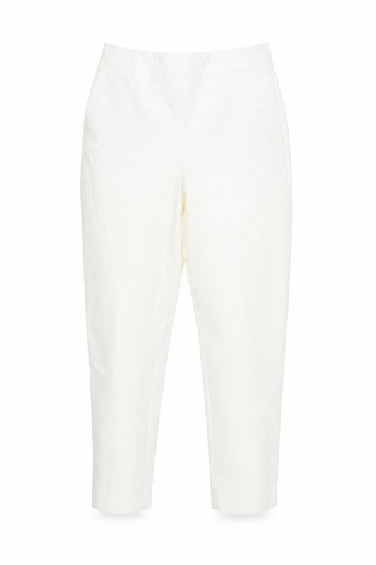 Front view of Zara Women's White Trousers M Elastic Waist