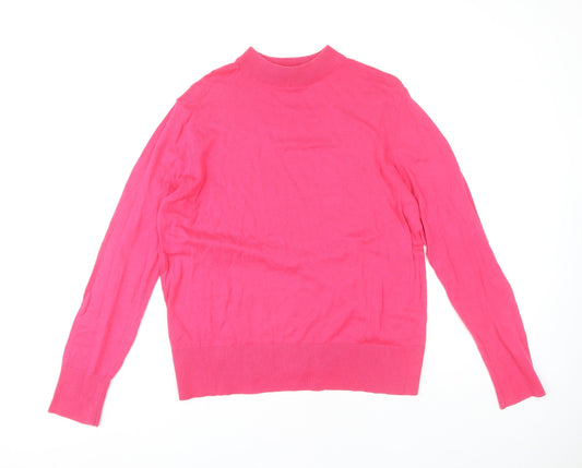 Monki Women's Pink Mock Neck Pullover Jumper Size 12