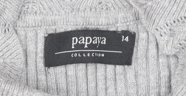 Papaya Women's Grey Knit Pullover Jumper Size 14